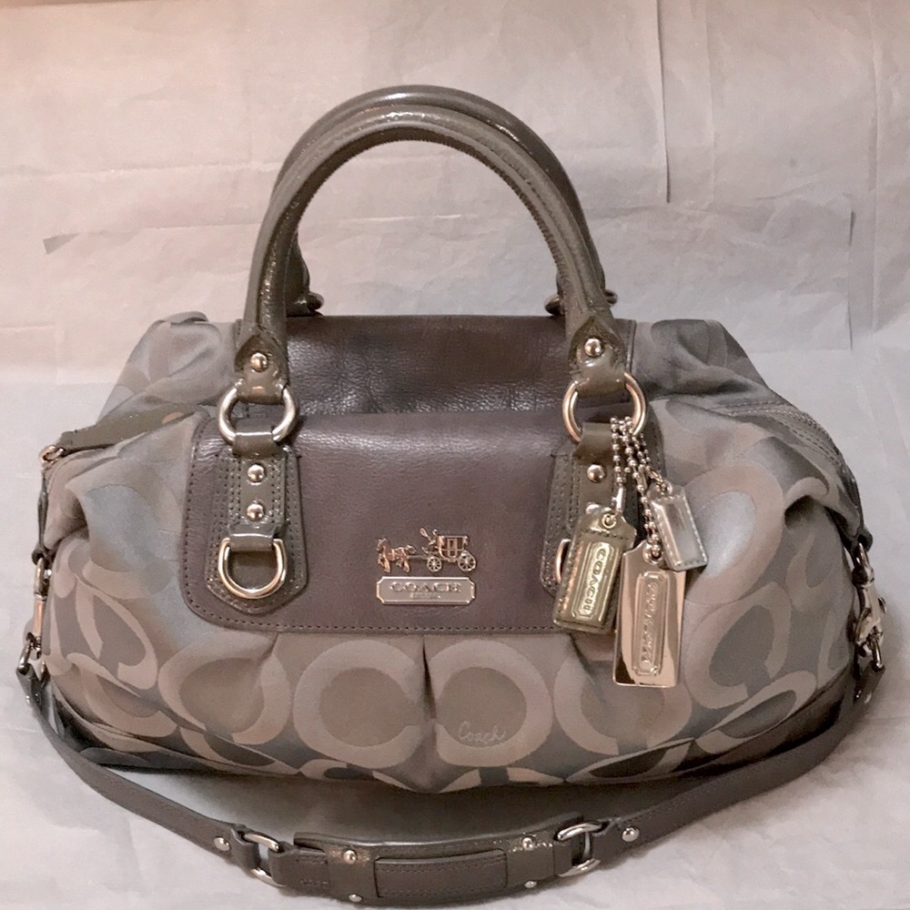 Coach Madison OP ART Sabrina Grey Satchel Handbag 12943 EUC - Picture 2 of 12